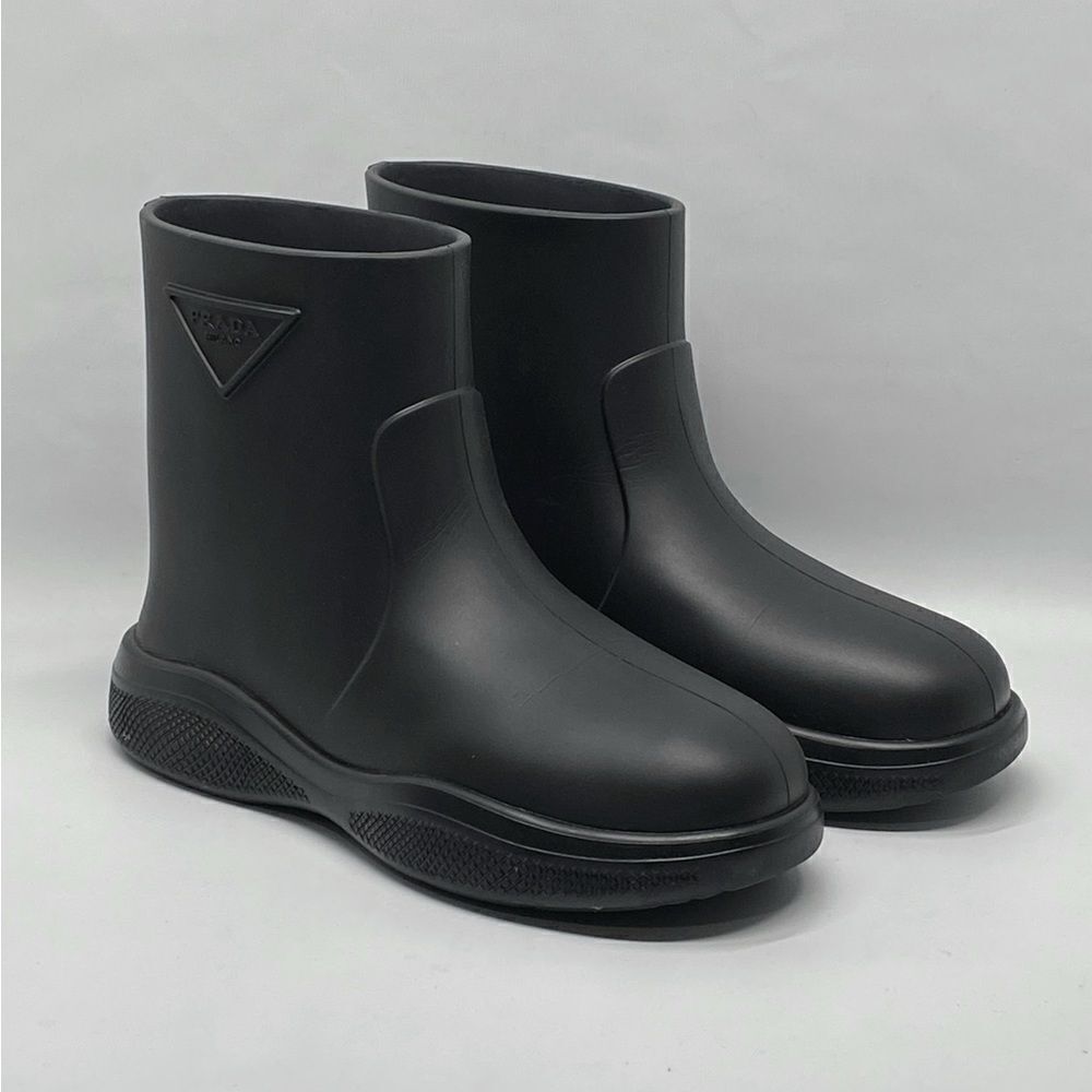 Prada Rubber Logo Pull-On Rain Booties size 36